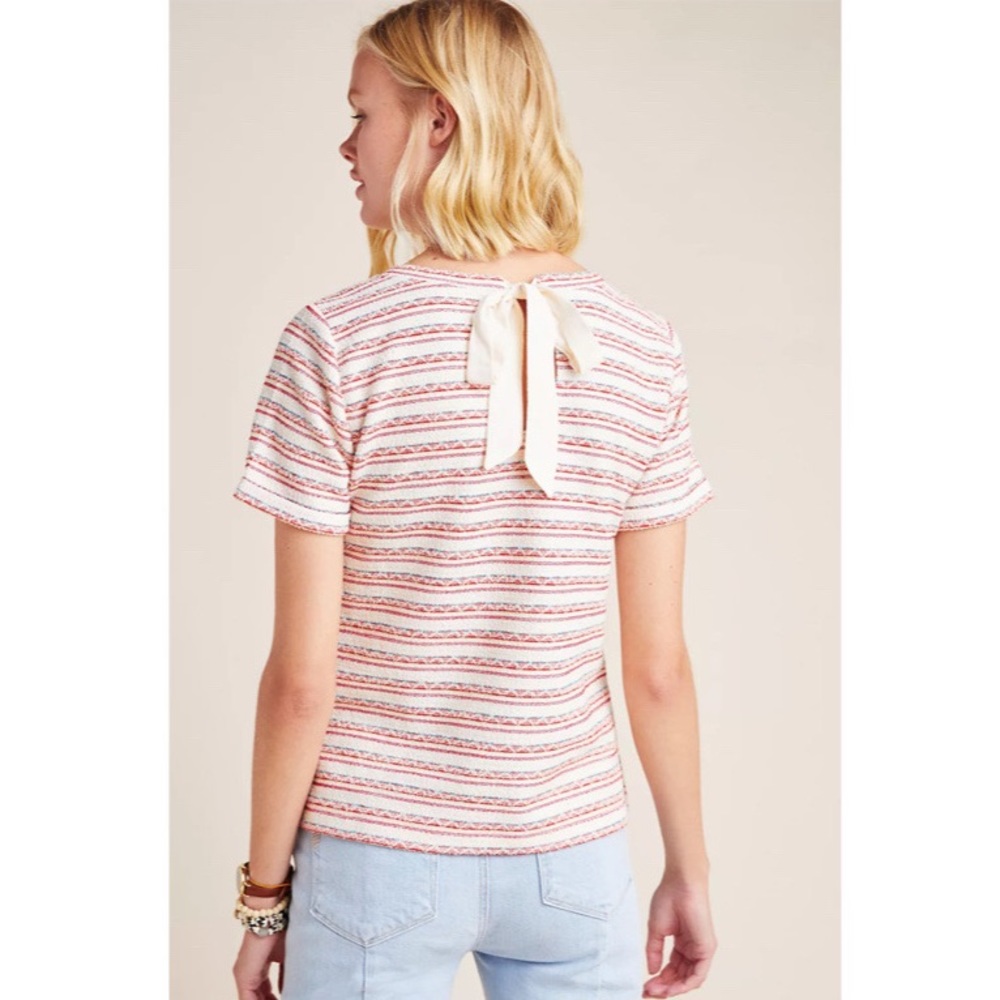 Anthropologie Cantare Textured Knit Tie Back Tee